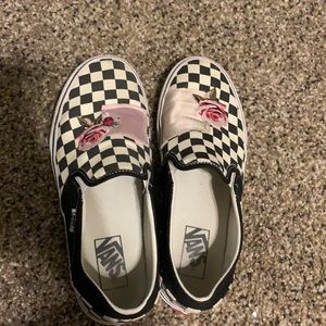 floral checkered vans